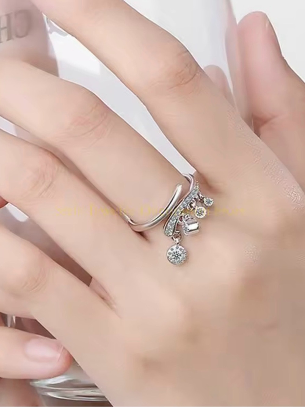 Sterling Silver 925 CZ Floral Cluster Ring - White - Picture 1 of 9